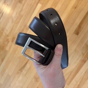 Loding Paris Men's Leather Belt Brown Size 44 Classic Luxury Preppy